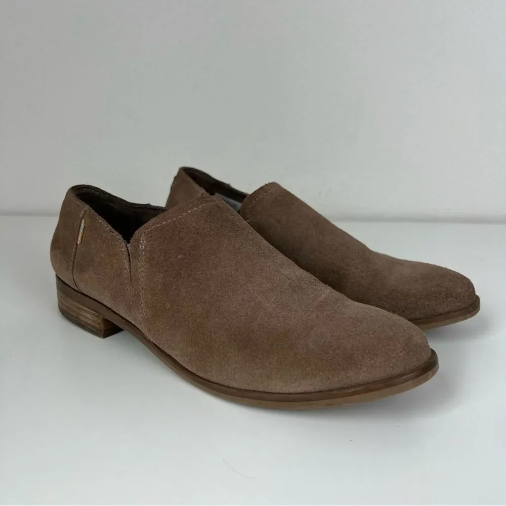 TOMS‎ Suede Loafers Womens 7.5 Brown Slip On Flats Comfort Casual Minimalist